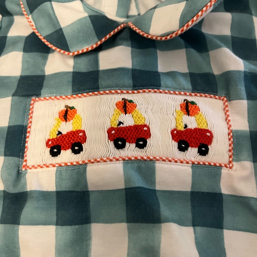 The smocked bear cozy coupe pumpkin bubble 18m